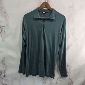 Patagonia Shirt Mens Large Green Baselayer Long Sleeve Zip Capilene Dark Forest